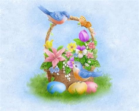 Happy Spring~happy Easter Birds Easter Grass Tulips Eggs Lily