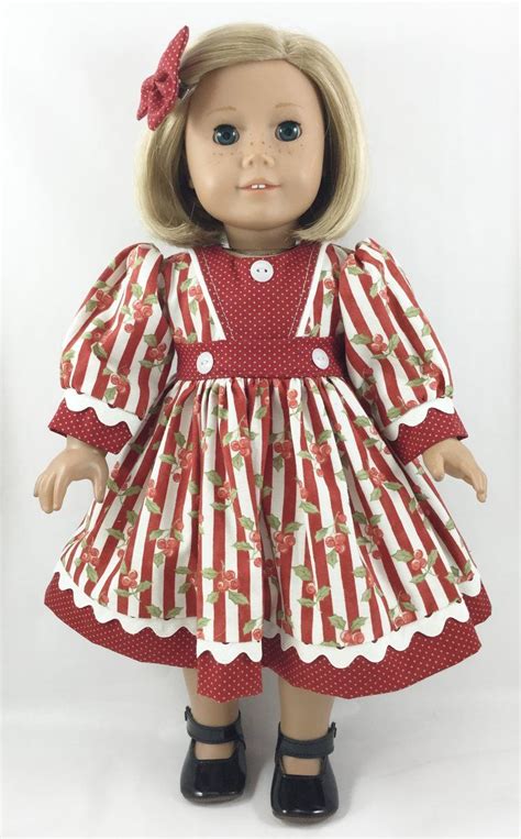 Holiday 18 Doll Dress With Holly Stripes And Micro Dots Ages 8 The