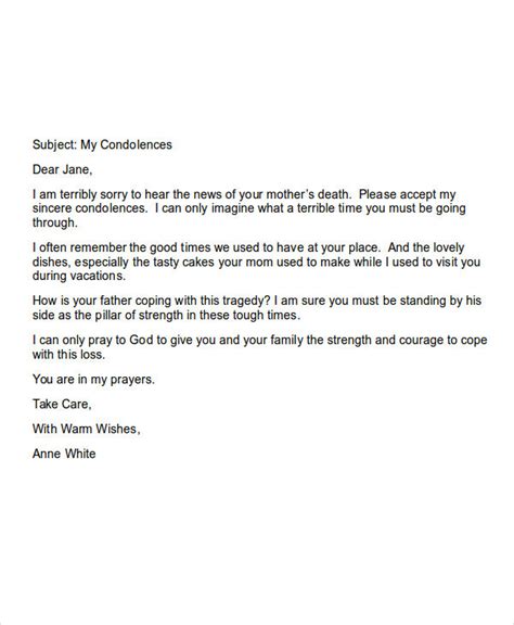 Free 6 Condolence Email Examples And Samples In Doc Examples
