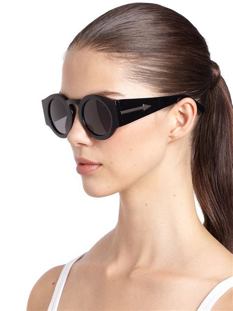 Karen Walker Blue Moon Round Sunglasses In Black Lyst