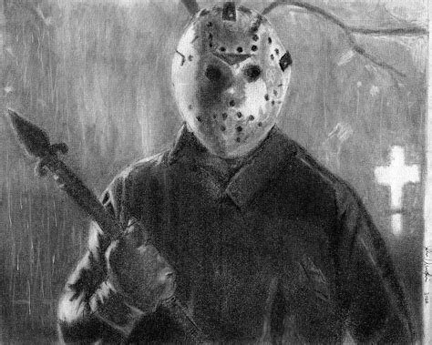 Jason Voorhees Friday The 13th Pencil Drawing Etsy