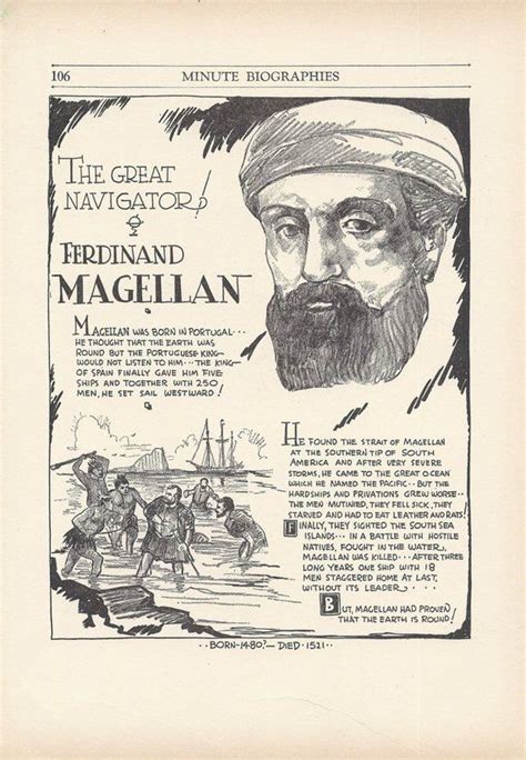 Ferdinand Magellan Vintage Art Print Classroom Art History Teacher