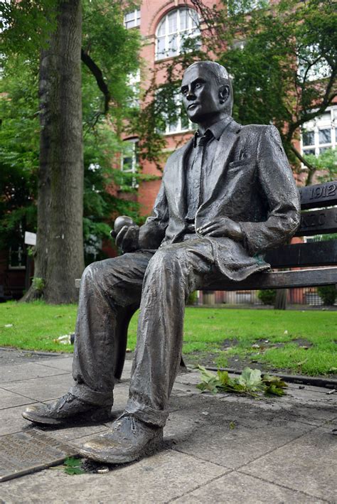There is a statue of turing in whitworth gardens, manchester. Alan Turing Statue | Ian Rhodes | Flickr