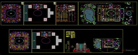Floors Stars Hotel Elevations And Layout Plan AutoCAD File DWG