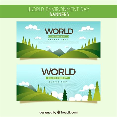 Banners del día mundial del medio ambiente Vector Gratis