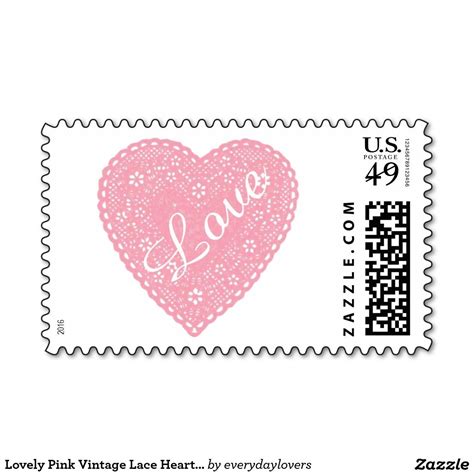 Lovely Pink Vintage Lace Heart Stamp Lace Heart Vintage Lace