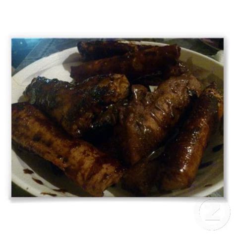 Isaw (chicken intestines) is a common street food in the philippines. Banana Turon - Filipino Food Dessert Poster | Zazzle.com | Food, Filipino recipes, Filipino food ...