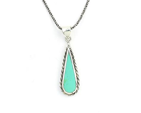 Sterling Silver Turquoise Necklace Tear Drop Turquoise Southwestern