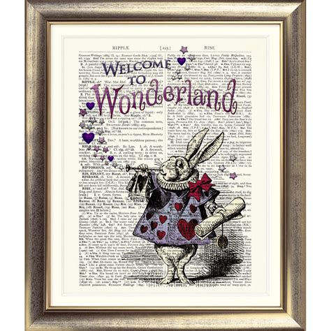 Art Print On Original Antique Book Page Vintage Alice In Wonderland