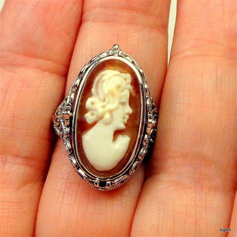 Sz 8 Cameo Flip Ring Hand Carved Cameo Onyx Ring Ornate Etsy