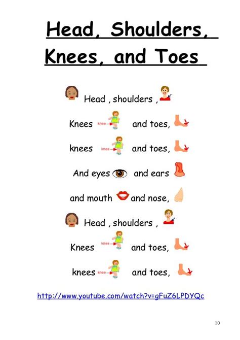 The Head Shoulders Knees And Toes Worksheet Is Shown In This Image