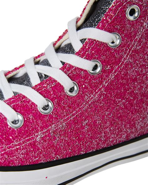 Converse Womens Chuck Taylor All Star Glitter Hi Shoe Pink Surfstitch