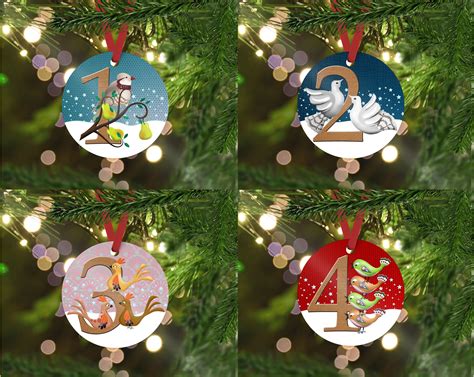 12 days of christmas ornaments round aluminum ornaments set etsy christmas ornaments 12