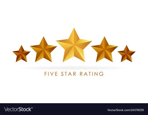 Five Golden Rating Star In White Background Vector Image