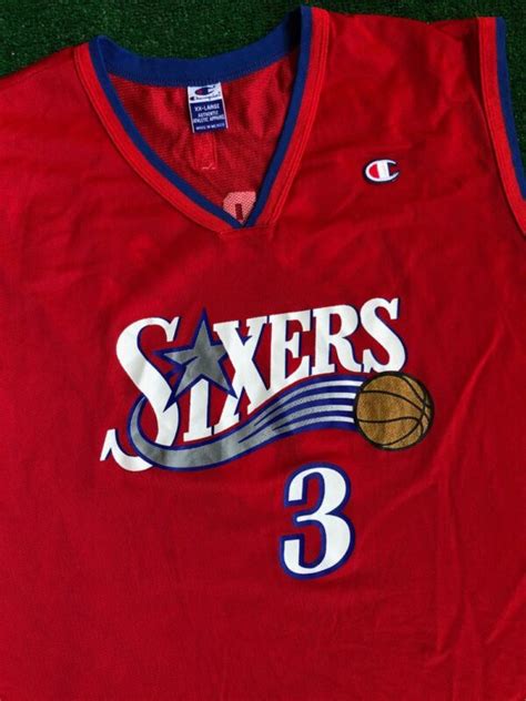 00s Allen Iverson Philadelphia 76ers Champion Red Nba Jersey Size 52
