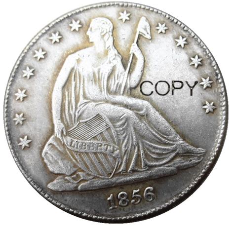 Us 1856 Po Liberty Seated Half Dollar Silver Plated Copy Coins Non