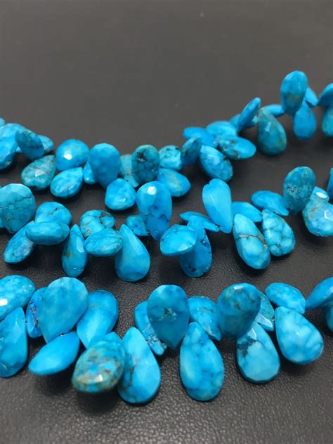 Turquoise Beads Faceted Briolette Pears X Mm To X Mm Etsy