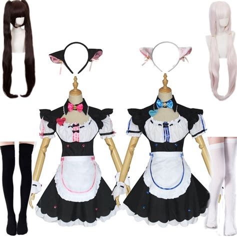 Anime Chocola Nekopara Cosplay Maid Costumes Chocola Vanilla Maid Dress Cat Girl Nekopara Game