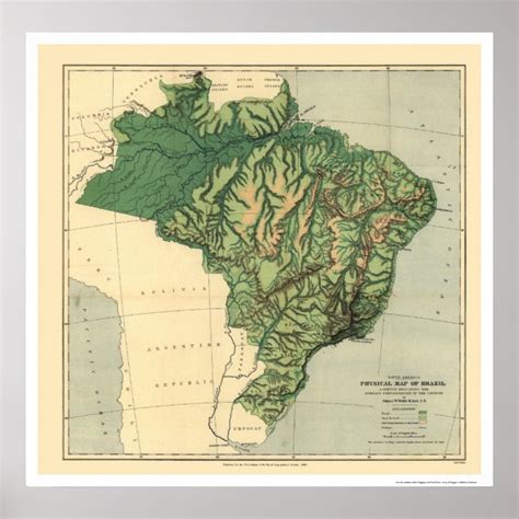 Poster Mapa Topográfico De Brasil Pelos Poços 1886 Br