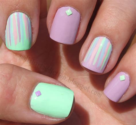 Pastel Stripes Pastel Nails Designs Pastel Color Nails Nail Colors