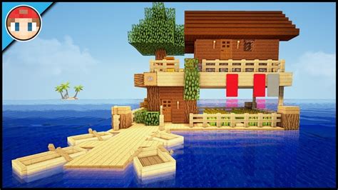 Minecraft How To Build A Starter Survival House On Water Tutorial