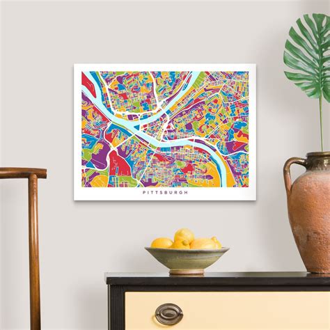 Pittsburgh Pennsylvania Street Map Canvas Art Print Ebay