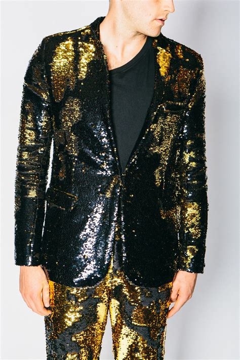 Mens Any Old Iron Goldblack Sequin Suit Jacket Garmentory