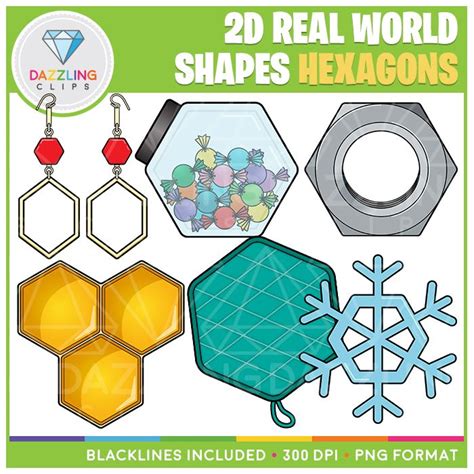 2d Shapes Real Life Objects Clip Art Hexagons