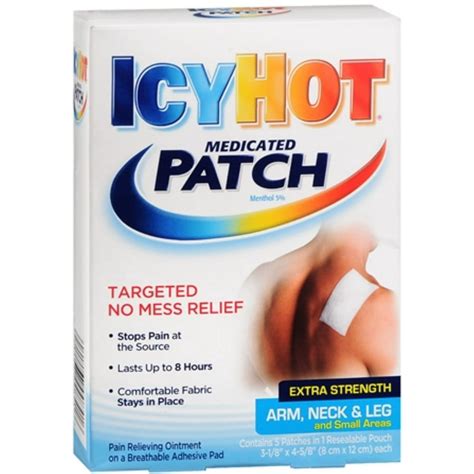 Icy Hot Medicated Patches Extra Strength Small Arm Neck Leg 5 Each