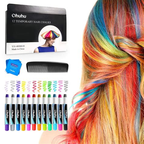 Hair Chalks Set 12 Colorful Hair Chalk Pens Temporary Color Non Toxic