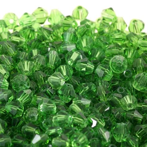 4mm Faceted Bicone Crystal Glass Beads Green 100pk Beads And Beading Supplies From The