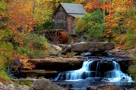 Watermill And Forest In Autumn In Us Landscape Photograph By Thomas