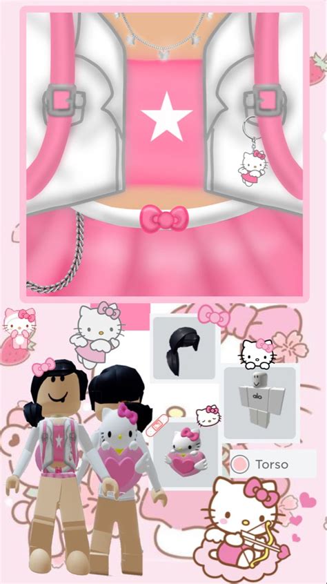 Free Roblox T Shirt Pink Hello Kitty Themed White Jacket 🎀 Винтажные