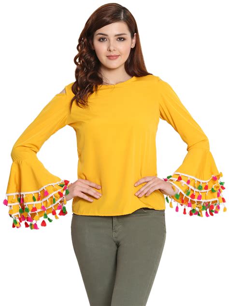 Buy Shreemanya Fancy Casual Top Yellow Color Western Wear For Girls And