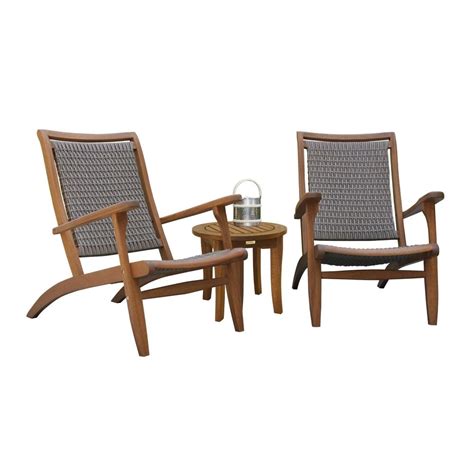 Outdoor Interiors 3pc Lounge Chair Set W Round Table The Home Depot