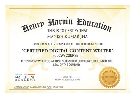 Certified Digital Content Writer Course By Henry Harvin Education To