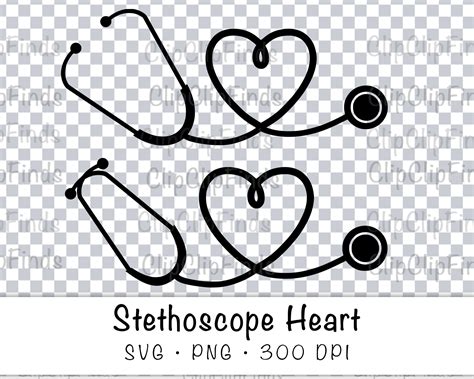 Stethoscope Heart Svg Vector Cut File And Png Transparent Etsy