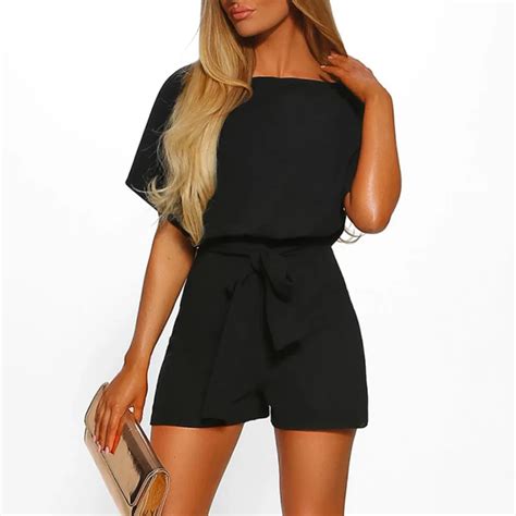 Womail Women Rompers Solid Short Sleeve Jumpsuit Casual Fashion