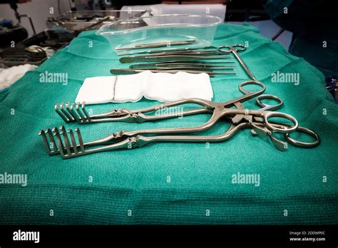 Mayo Table Of A Scrub Nurse In The Neurosurgical Operating Room