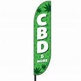 CBD Feather Flag with Green Leaf Pattern Background | Lush Banners