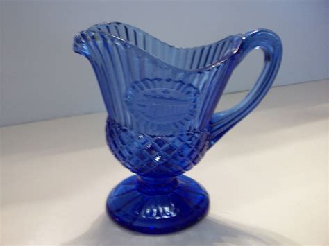 Blue Fostoria Small Glass Pitcher By Avon Vintage Mount Etsy Colored Glassware Cobalt Glass