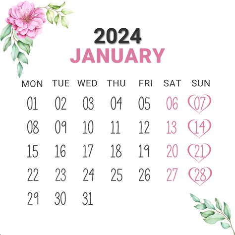 Kalender 2024 Januari Cetak Gratis Vektor Kalender 2024 Tanggal Png