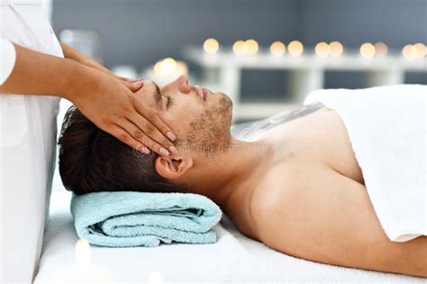 Handsome Man Having Massage In Spa Salon Stock Image Image Of Therapist Relax 141488181