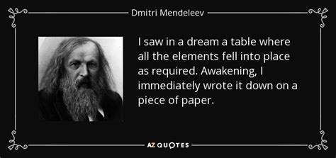 Dmitri Mendeleev Quote I Saw In A Dream A Table Where All The