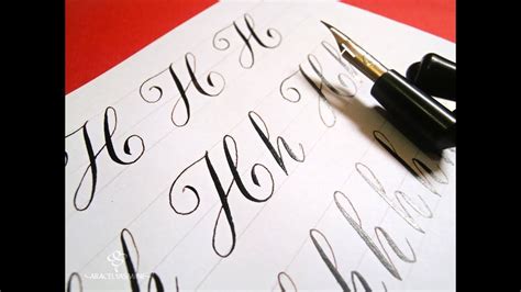 Serie caligrafia copperplate cómo escribir la letra H Paso a