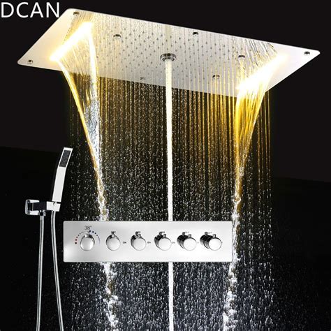 Dcan Multifunction Bathroom Shower Sets Luxury Sus304 Thermostatic Mixer Waterfall Rainfall Spa
