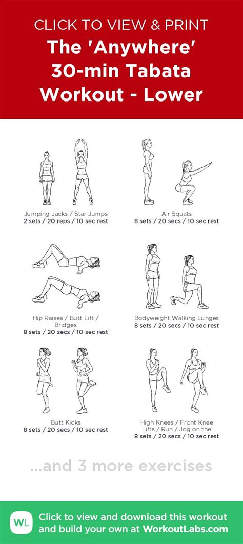 The Anywhere 30 Min Tabata Workout Lower Click To View And Print