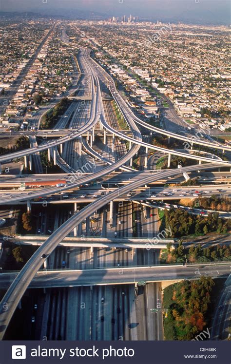 Aerial View Of Los Angeles Freeways Like Twisted Cemented