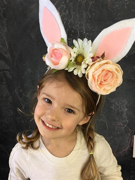Bunny Ears Headband Diy Easter Headband Bunny Ears And Flowers