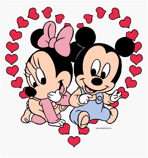 Baby Mickey And Minnie Mouse Heart Clipart Png Baby Mickey And Minnie